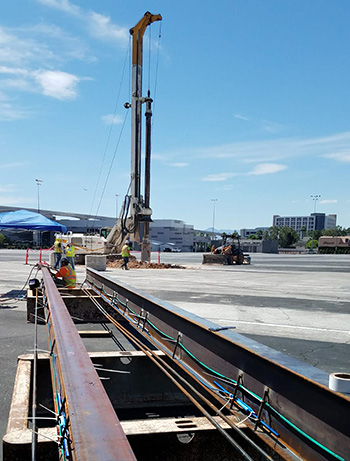 I-beam-piles-350 Sister Bar Strain Gauges installed on H-Beam