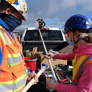 Preparing PVC pipe for multilevel piezometer