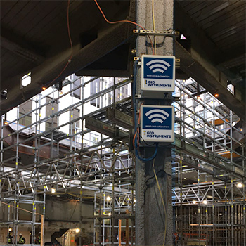 Wireless data loggers monitoring renovation of Apple store in NYC