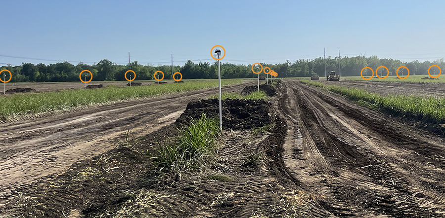 field-view-900x442 Some of the 30 settlement plates topped with GNSS sensors