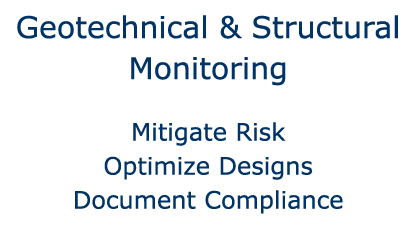 Geotechnical & structural monitoring services: mitigate risk, optimize designs, document compliance.