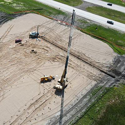 SAAX shape array installed in foundation for embankment