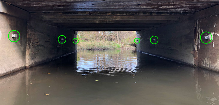 Laser sensors on bridge