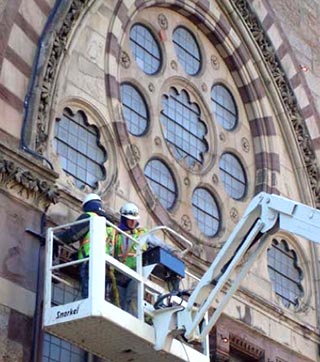 GEO-Instruments technicians installing instruments on Old South Church